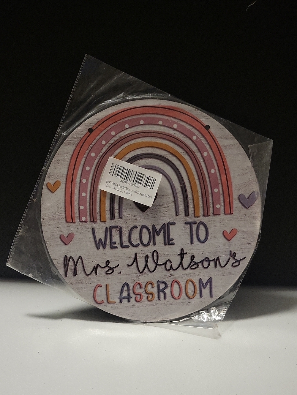 Welcome to Mrs. Watson's Classroom Wooden Rainbow Sign - 8x8 Wood